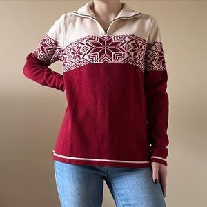 Eddie Bauer red quarter zip sweater
